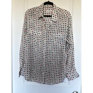 Equipment Femme Silk Button Front Floral Blouse, L
